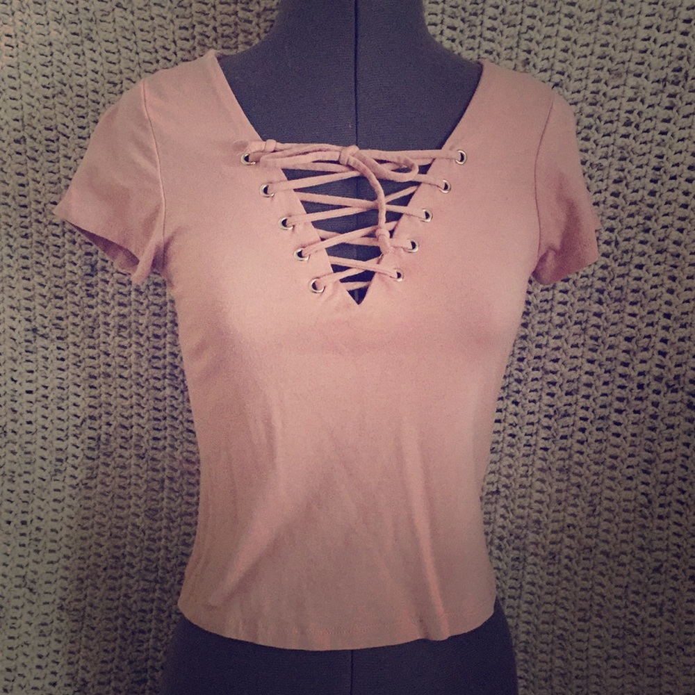 Pink Front laced shirt